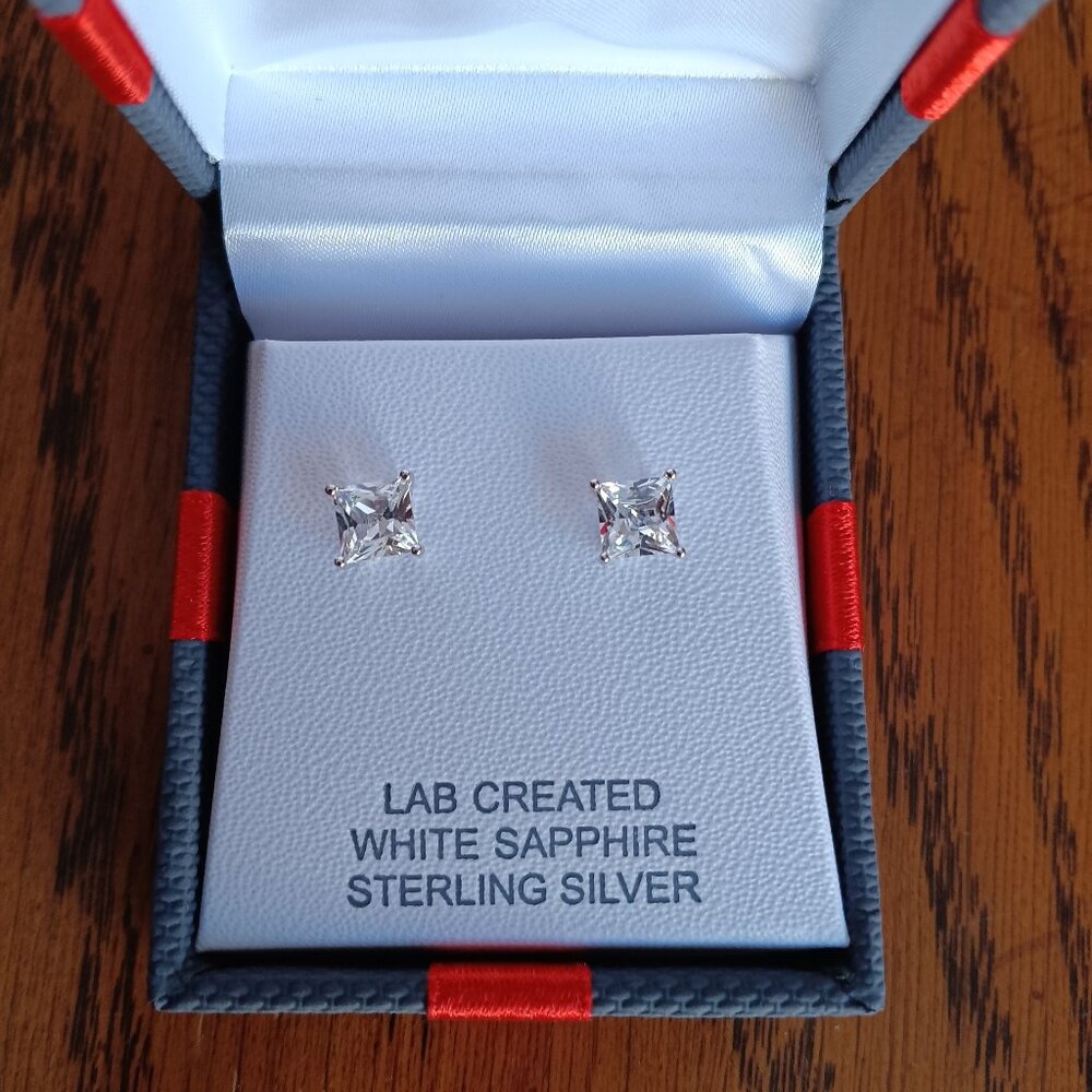 *PD*New 2.5 CT.T.W. Princess Cut White Sapphire Sterling Silver Earrings, Square